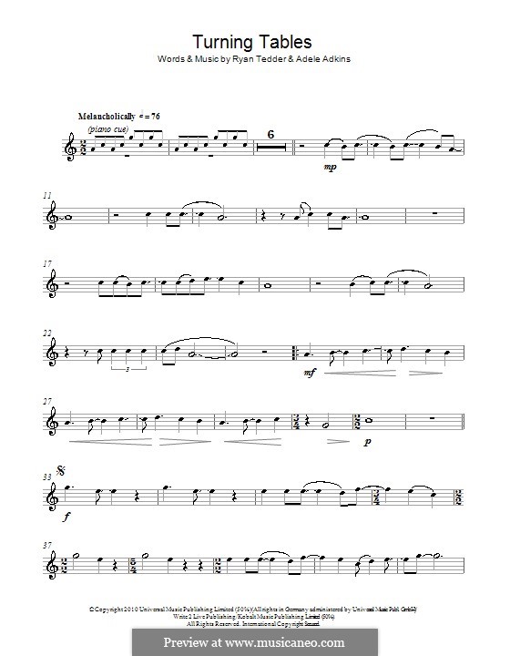 Turning Tables: para Saxofone Alto by Adele, Ryan B Tedder