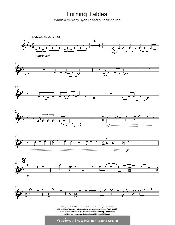 Turning Tables: para flauta by Adele, Ryan B Tedder