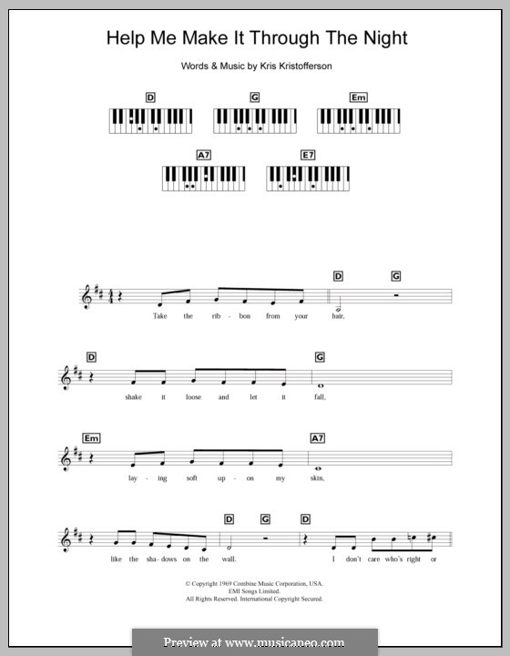 Help Me Make It Through the Night: para teclado by Kris Kristofferson
