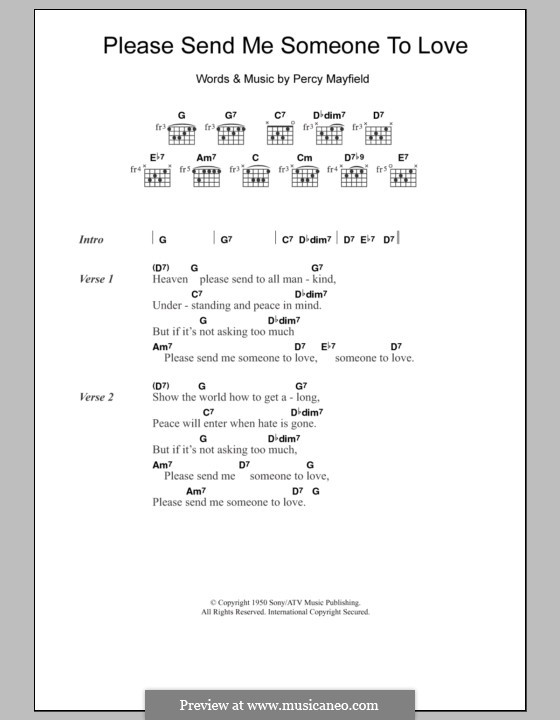 Please Send Me Someone to Love: Letras e Acordes by Percy Mayfield