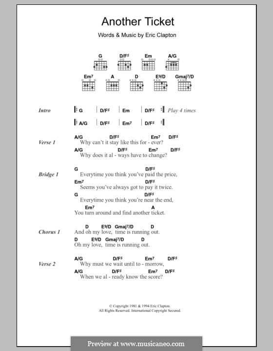 Another Ticket: Letras e Acordes by Eric Clapton