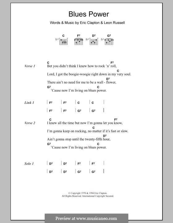 Blues Power: Letras e Acordes by Eric Clapton, Leon Russell