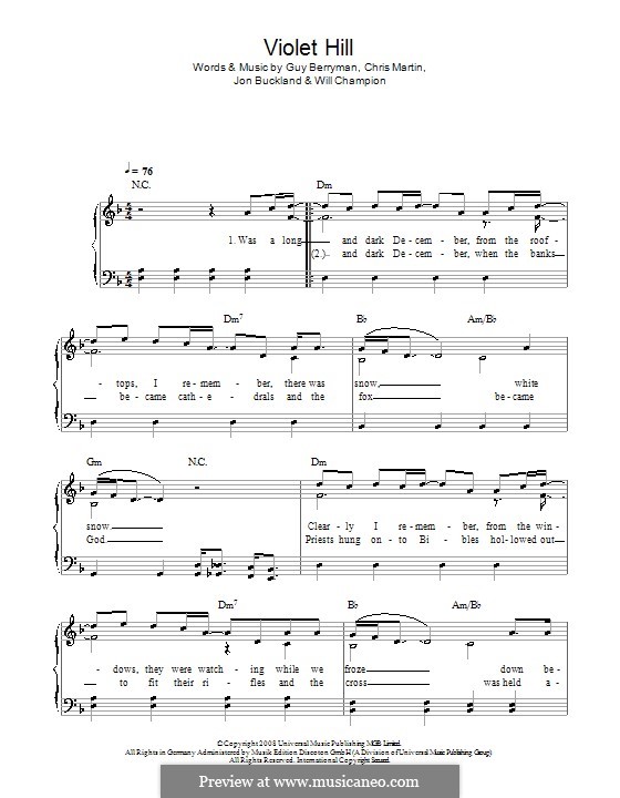 Violet Hill (Coldplay): Facil para o piano by Chris Martin, Guy Berryman, Jonny Buckland, Will Champion