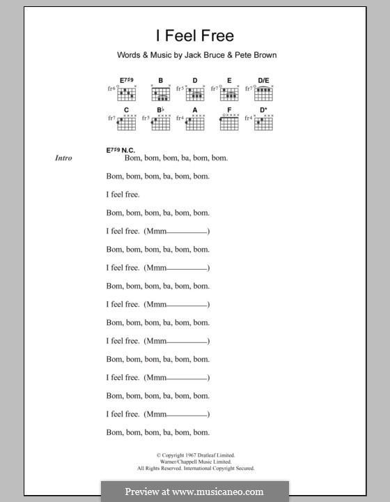 I Feel Free (Cream): Letras e Acordes by Jack Bruce, Pete Brown