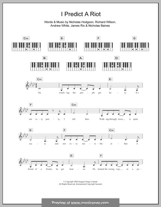 I Predict a Riot (Kaiser Chiefs): para teclado by Andrew White, James Rix, Nicholas Baines, Nicholas Hodgson, Charles Wilson