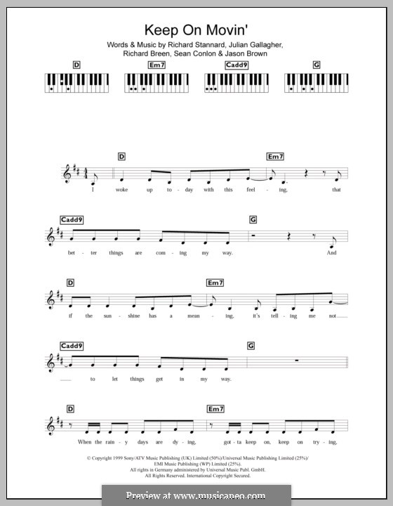 Keep on Movin' (Five): para teclado by Jason Brown, Julian Gallagher, Richard Breen, Richard Stannard, Sean Conlon