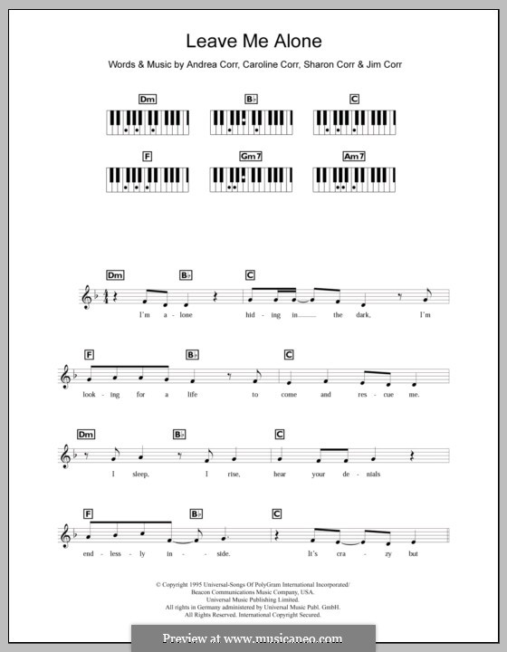 Leave Me Alone (The Corrs): para teclado by Andrea Corr, Caroline Corr, Jim Corr, Sharon Corr