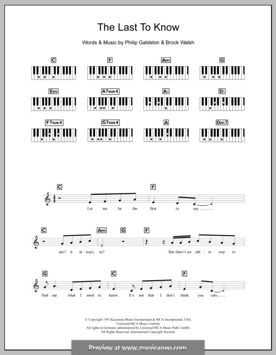 The Last to Know: para teclado by Celine Dion