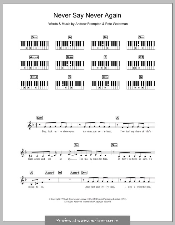 Never Say Never Again (Steps): para teclado by Andrew Frampton, Pete Waterman