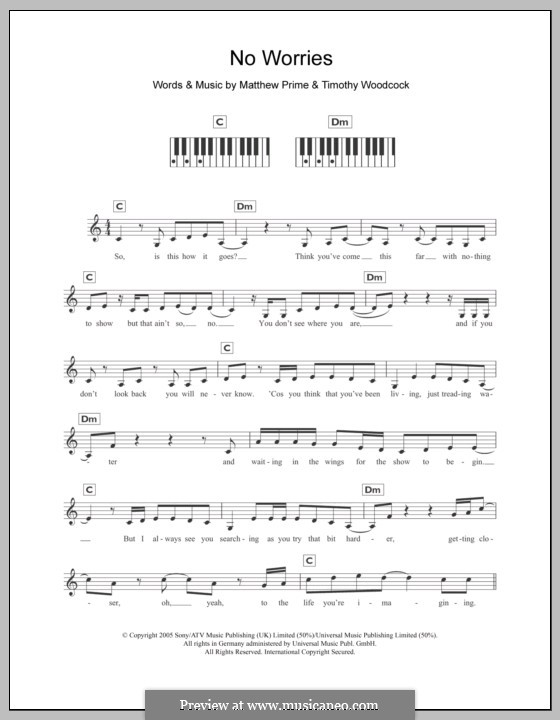No Worries (Simon Webbe): para teclado by Matthew Prime, Timothy Woodcock