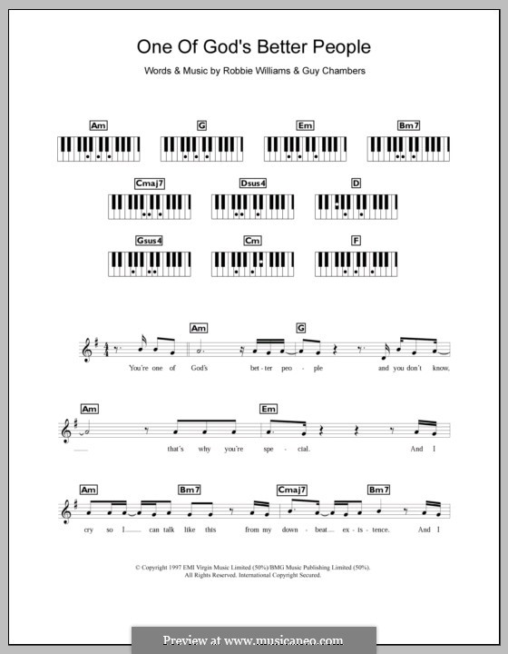 One of God's Better People: para teclado by Guy Chambers, Robbie Williams