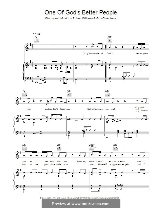 One of God's Better People: Para vocais e piano (ou Guitarra) by Guy Chambers, Robbie Williams