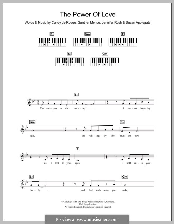 The Power of Love: For keyboard (Celine Dion) by Candy Derouge, Gunther Mende, Jennifer Rush, Mary Susan Applegate