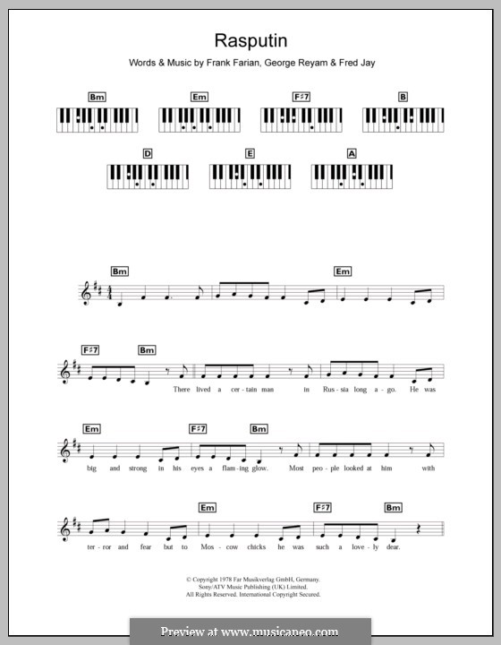 Rasputin (Boney M): para teclado by Frank Farian, Fred Jacobson, George Reyam