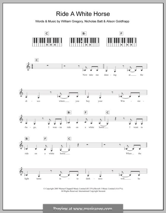Ride a White Horse (Goldfrapp): para teclado by Alison Goldfrapp, Nicholas Batt, William Gregory