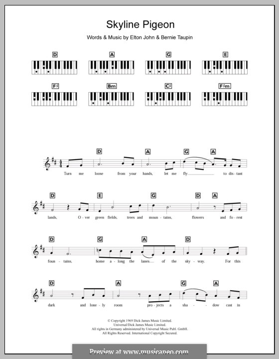 Skyline Pigeon: para teclado by Elton John