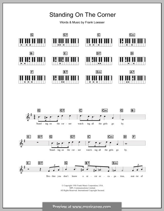 Standing on the Corner (The Four Lads): para teclado by Frank Loesser
