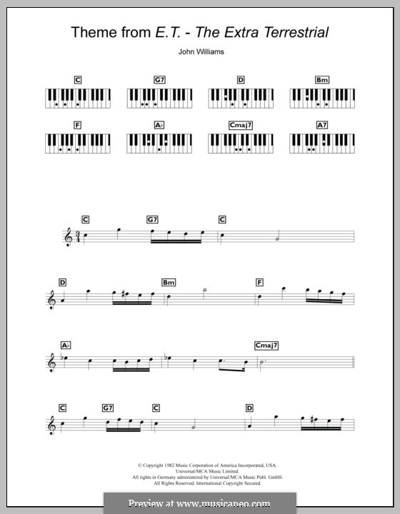 Theme from E.T. (The Extra-Terrestrial): para teclado by John Williams