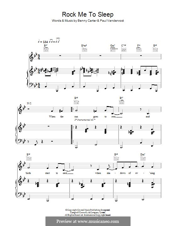 Rock Me to Sleep: Para vocais e piano (ou Guitarra) by Benny Carter, Paul Vandervoot