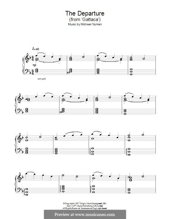 The Departure (from Gattaca): Para Piano by Michael Nyman