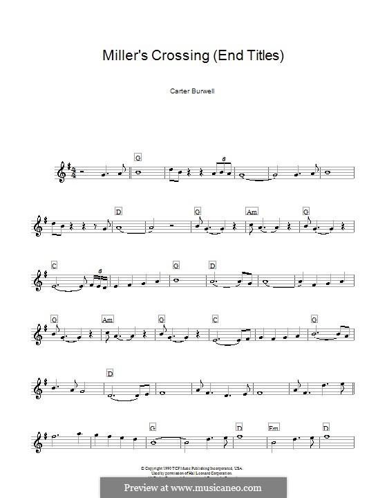 Miller's Crossing (End Titles): melodía,letras e acordes by Carter Burwell