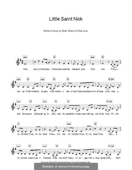 Little Saint Nick (The Beach Boys): melodía,letras e acordes by Brian Wilson, Mike Love