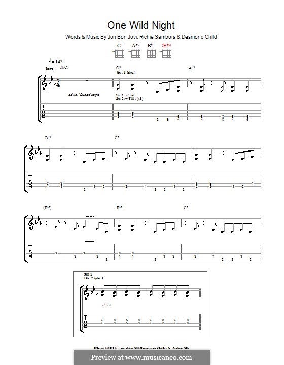 One Wild Night (Bon Jovi): Para guitarra com guia by Desmond Child, Jon Bon Jovi, Richie Sambora