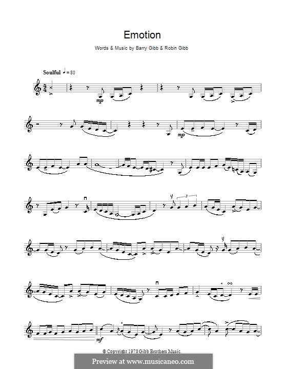 Emotion (Destiny's Child): para violino by Barry Gibb, Robin Gibb