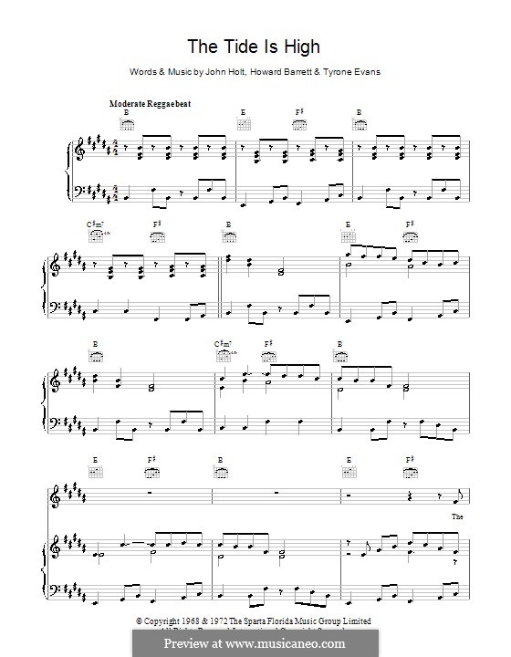 The Tide is High (Blondie): Para vocais e piano (ou Guitarra) by Howard Barrett, John Holt, Tyrone Evans
