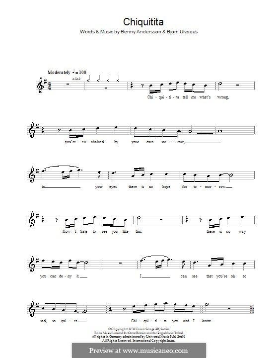 Chiquitita (ABBA): para flauta by Benny Andersson, Björn Ulvaeus