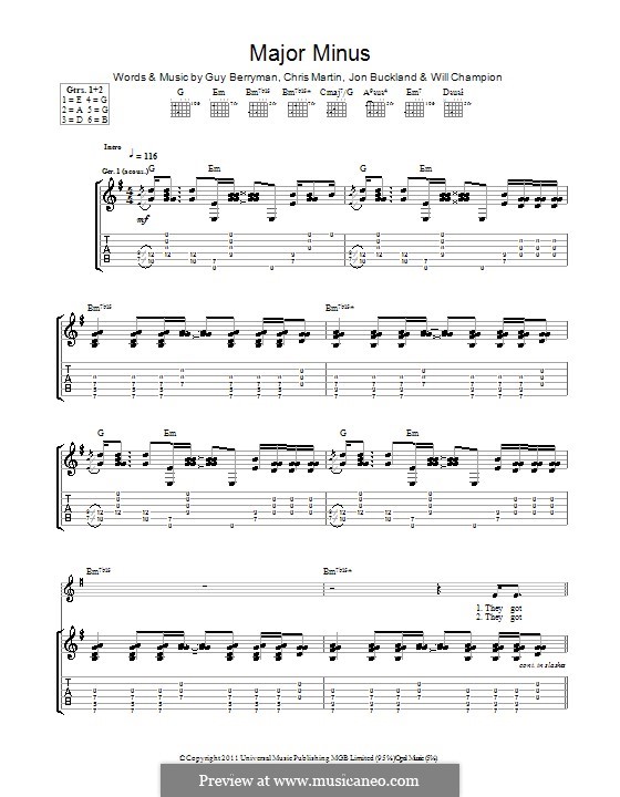 Major Minus (Coldplay): Para guitarra com guia by Chris Martin, Guy Berryman, Jonny Buckland, Will Champion