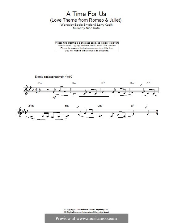 A Time for Us (Love Theme from Romeo and Juliet): para saxofone by Nino Rota