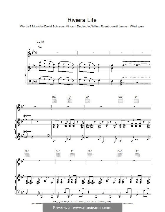 Riviera Life (Caro Emerald): Para vocais e piano (ou Guitarra) by David Schreurs, Vincent Degiorgio, Willem Rozeboom