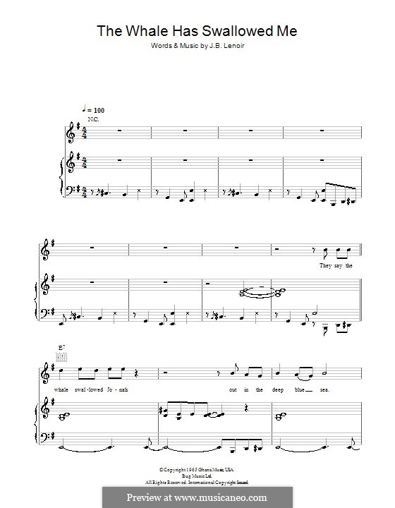 The Whale Has Swallowed Me: Para vocais e piano (ou Guitarra) by J.B. Lenoir