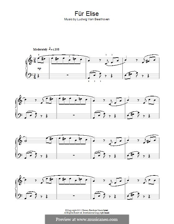 For Elise, for Piano, WoO 59: Fragmento by Ludwig van Beethoven