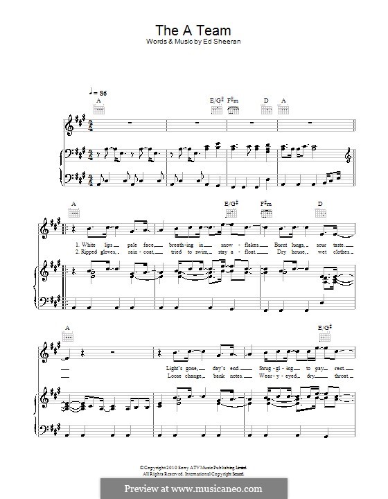The a Team: Para vocais e piano (ou Guitarra) by Ed Sheeran