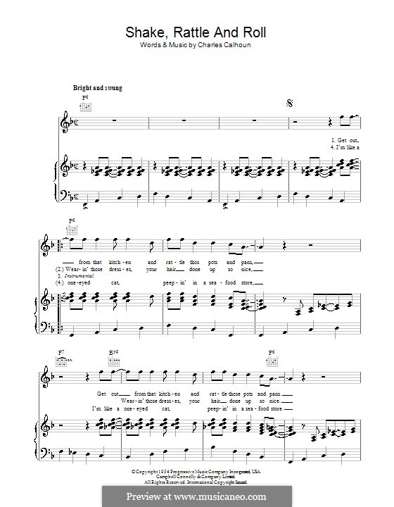 Shake, Rattle and Roll (Bill Haley & His Comets): Para vocais e piano (ou Guitarra) by Charles Calhoun