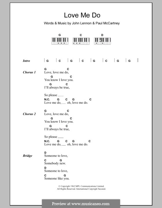 Love Me Do (The Beatles): letras e acordes para piano by John Lennon, Paul McCartney