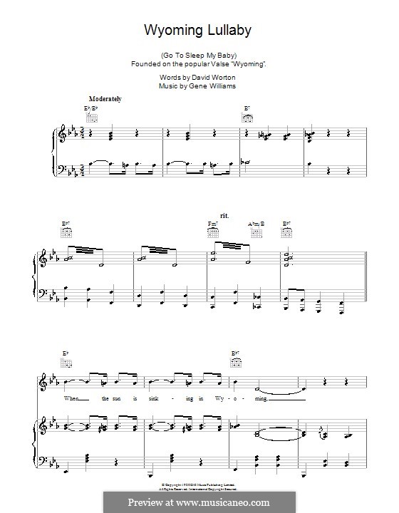 Wyoming Lullaby: Para vocais e piano (ou Guitarra) by Gene Williams