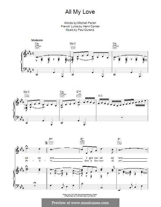 All My Love (Patti Page): Para vocais e piano (ou Guitarra) by Paul Durand