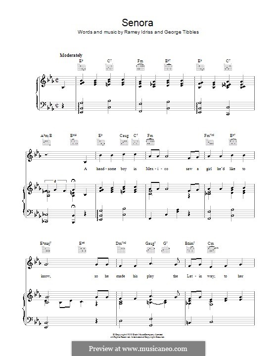 Senora (Jack Smith): Para vocais e piano (ou Guitarra) by George Tibbles, Ramey Idriss