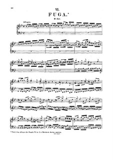 Fugue in B Flat Major, BWV 954: para cravo by Johann Sebastian Bach