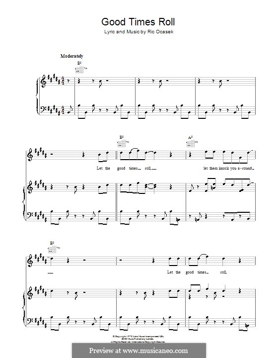 Good Times Roll (The Cars): Para vocais e piano (ou Guitarra) by Ric Ocasek