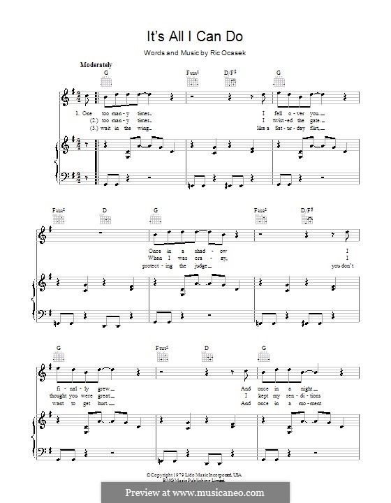 It's All I Can Do (The Cars): Para vocais e piano (ou Guitarra) by Ric Ocasek