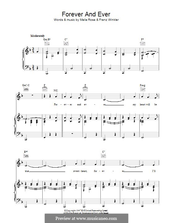 Forever and Ever (Perry Como): Para vocais e piano (ou Guitarra) by Franz Winkler, Malia Rosa