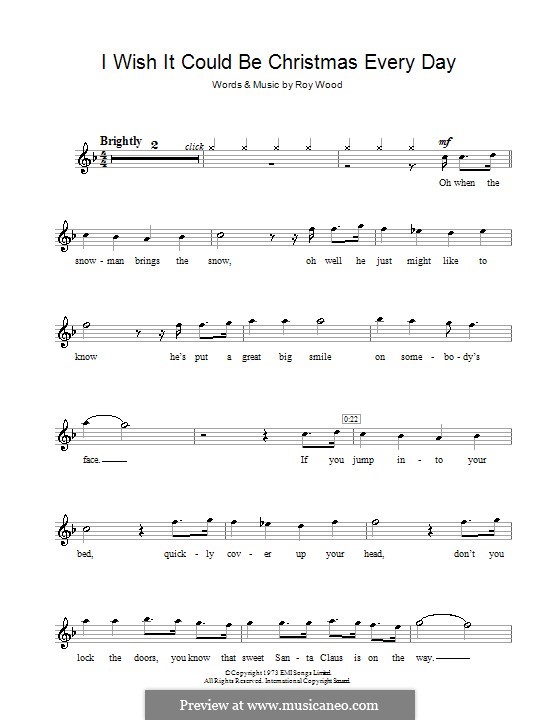 I Wish It Could Be Christmas Every Day (Wizzard): For flute with lyrics by Roy Wood