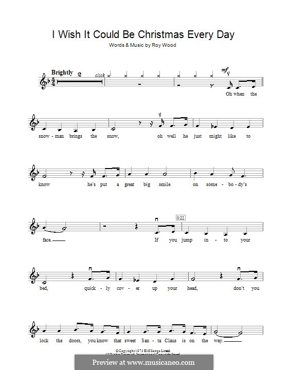 I Wish It Could Be Christmas Every Day (Wizzard): For violin with lyrics by Roy Wood