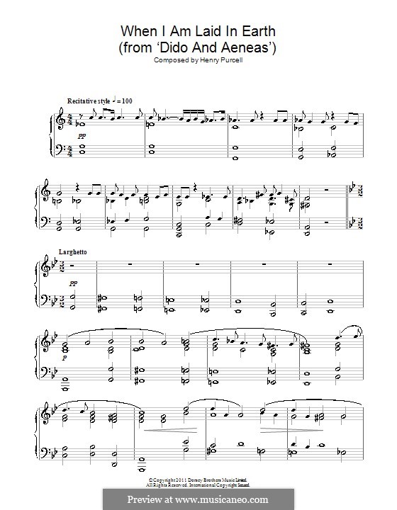 Dido's Lament: Para Piano by Henry Purcell