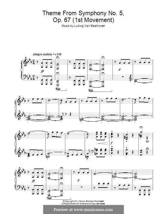 Movement I (Excerpt): Para Piano by Ludwig van Beethoven