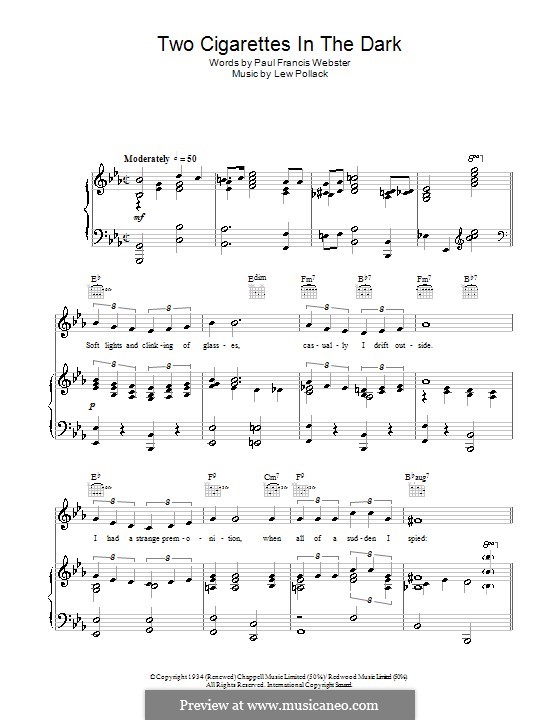 Two Cigarettes in the Dark (Bing Crosby): Para vocais e piano (ou Guitarra) by Lew Pollack